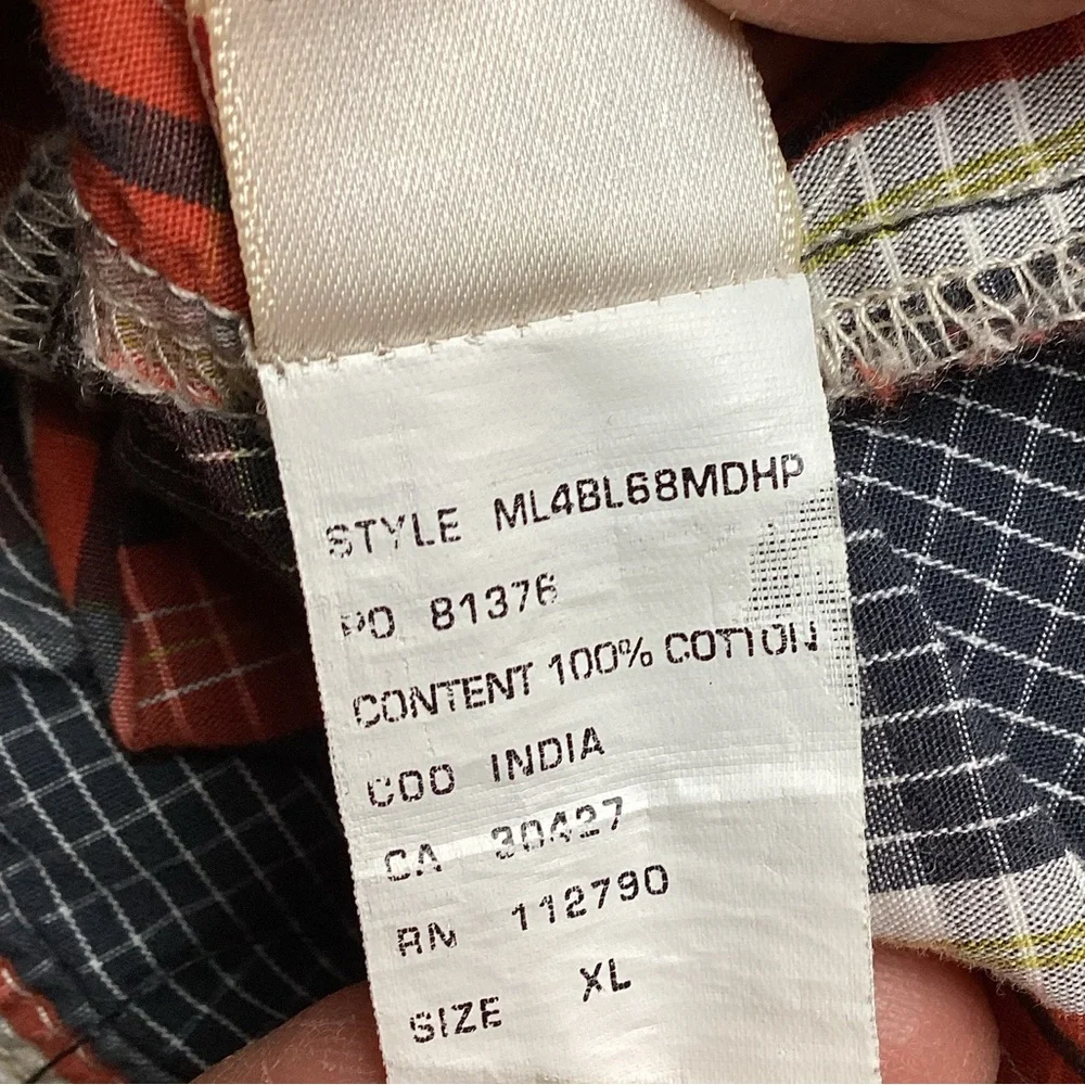 True Religion Western Snap Front Plaid Cotton Shirt